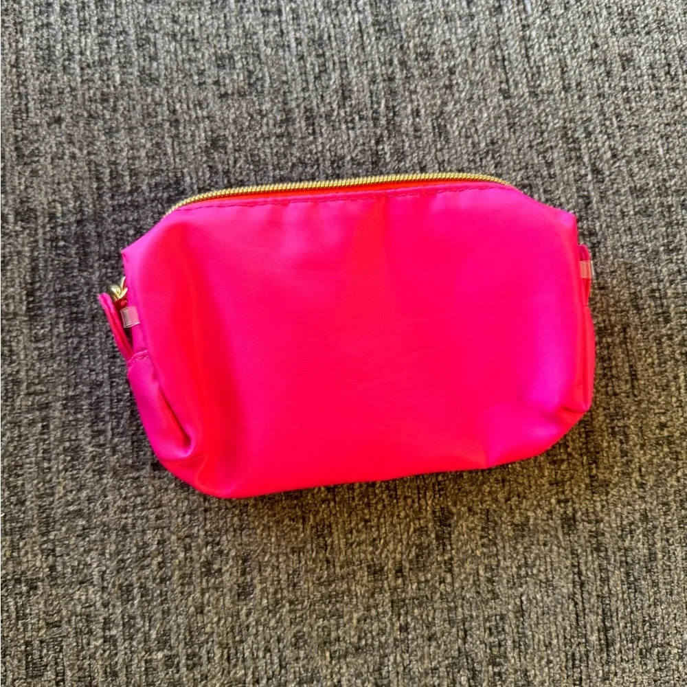 Trina Turk Pink and Red Cosmetic Bag Set with Bold Geometric Design